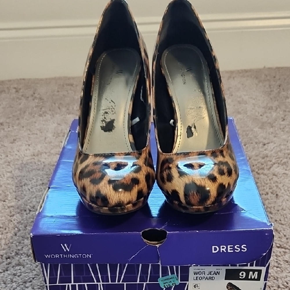 Worthington Brown Heels with Leopard Print Design